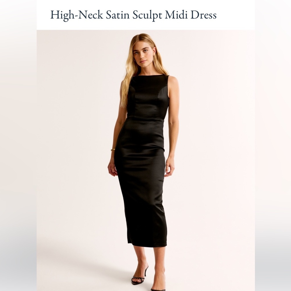 A&F High Neck Satin Sculpt Midi - S